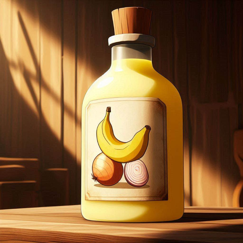 Onion and Banana Juice in a bottle