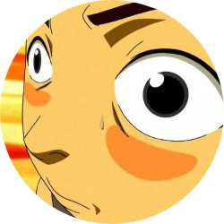 Cartoon person with eyes dilated and sweat droplets