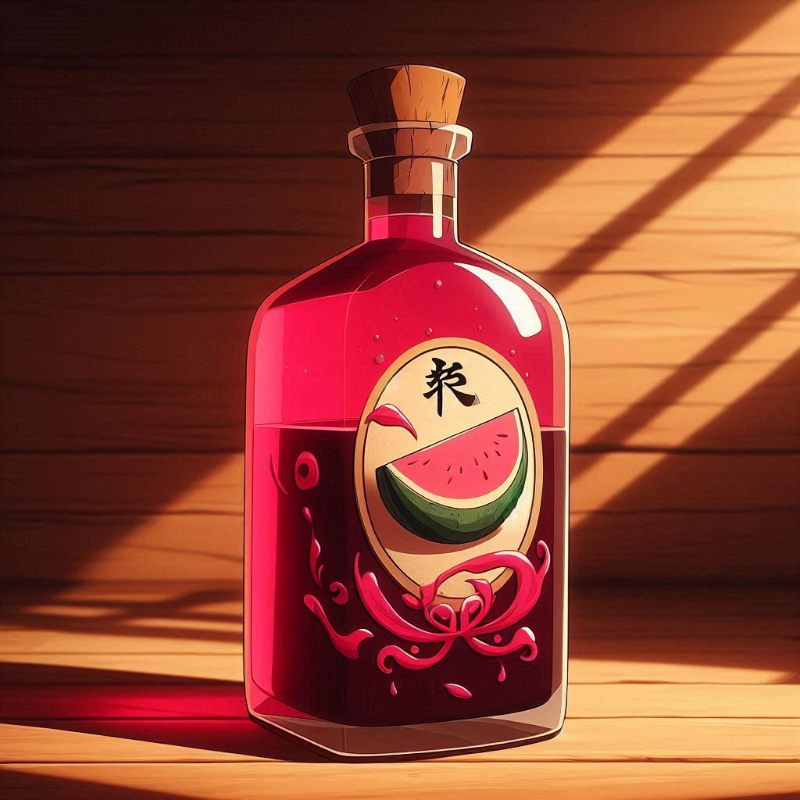 Watermelon juice in a bottle